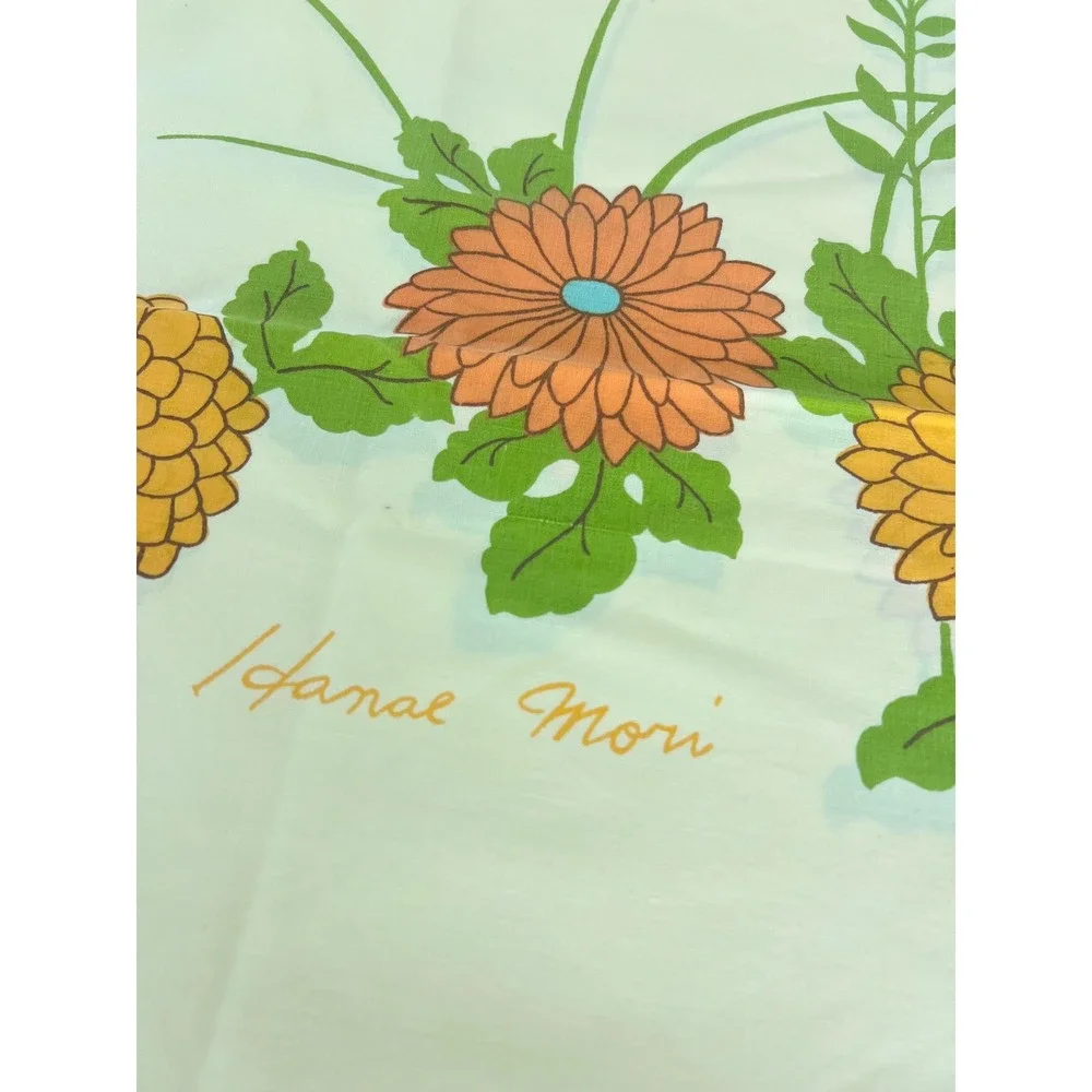 Vintage Martex Hanae Mori Yellow & Orange Flower Pillowcases crochet edges added